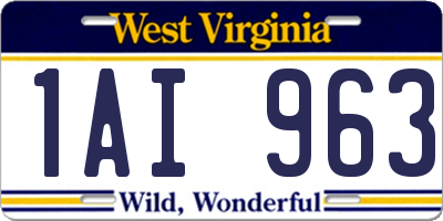 WV license plate 1AI963