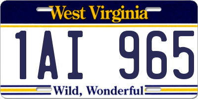 WV license plate 1AI965