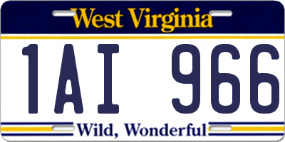 WV license plate 1AI966