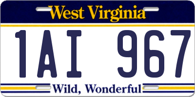 WV license plate 1AI967