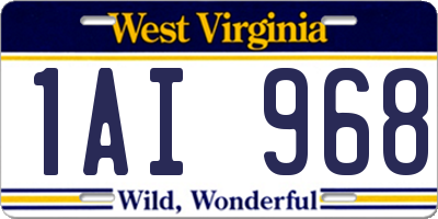 WV license plate 1AI968