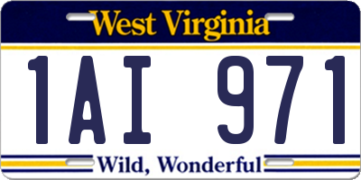 WV license plate 1AI971