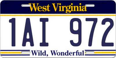 WV license plate 1AI972