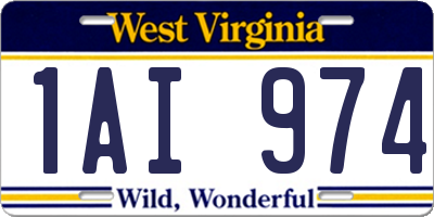 WV license plate 1AI974