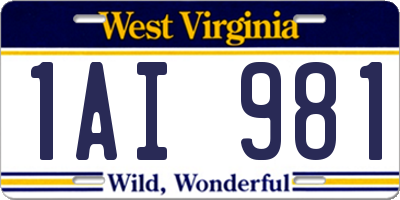 WV license plate 1AI981