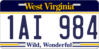 WV license plate 1AI984