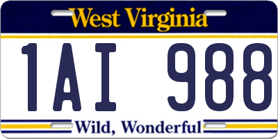 WV license plate 1AI988