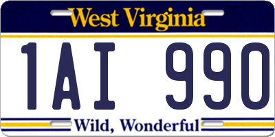 WV license plate 1AI990