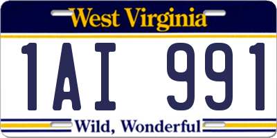 WV license plate 1AI991