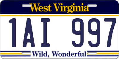 WV license plate 1AI997