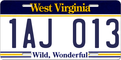 WV license plate 1AJ013