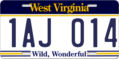 WV license plate 1AJ014