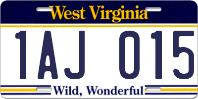 WV license plate 1AJ015