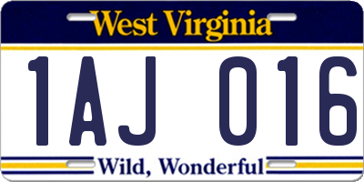 WV license plate 1AJ016