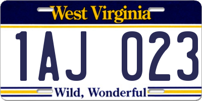 WV license plate 1AJ023