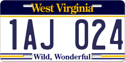 WV license plate 1AJ024