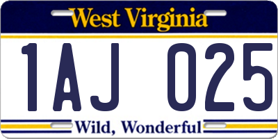 WV license plate 1AJ025