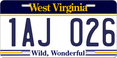 WV license plate 1AJ026