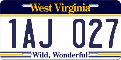 WV license plate 1AJ027