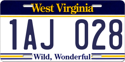 WV license plate 1AJ028