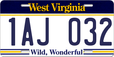 WV license plate 1AJ032