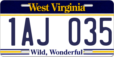 WV license plate 1AJ035