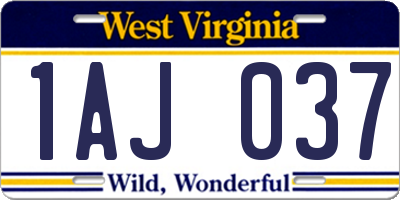 WV license plate 1AJ037