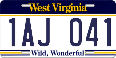 WV license plate 1AJ041