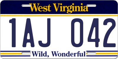 WV license plate 1AJ042