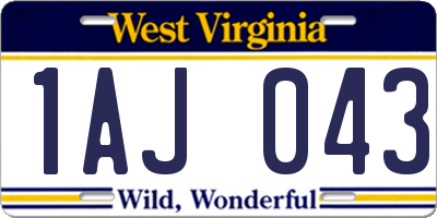 WV license plate 1AJ043