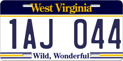 WV license plate 1AJ044