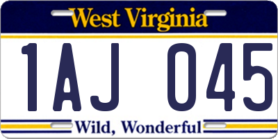 WV license plate 1AJ045