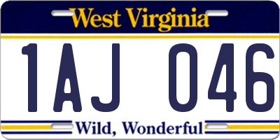 WV license plate 1AJ046