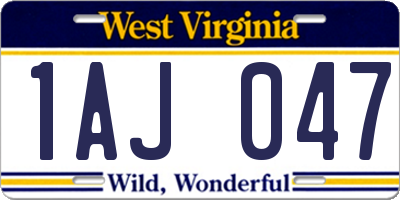 WV license plate 1AJ047