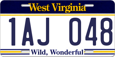 WV license plate 1AJ048