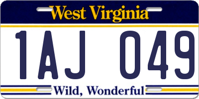 WV license plate 1AJ049