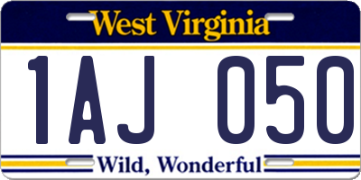 WV license plate 1AJ050