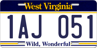 WV license plate 1AJ051