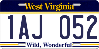 WV license plate 1AJ052