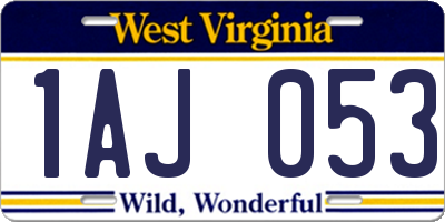 WV license plate 1AJ053