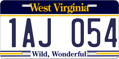 WV license plate 1AJ054