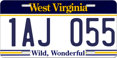 WV license plate 1AJ055