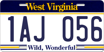 WV license plate 1AJ056