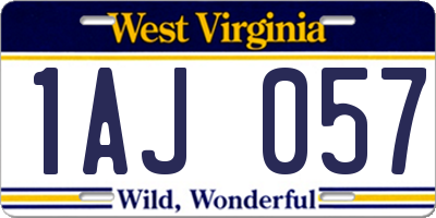 WV license plate 1AJ057