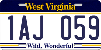 WV license plate 1AJ059