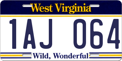 WV license plate 1AJ064