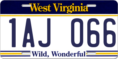 WV license plate 1AJ066