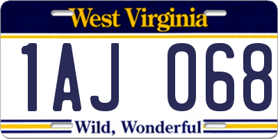 WV license plate 1AJ068