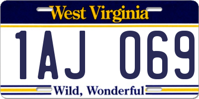 WV license plate 1AJ069