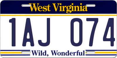 WV license plate 1AJ074